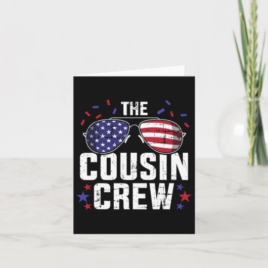 Die Cousin-Crew mit US-amerikanischer Fahne für 4. Karte (Vorderseite)