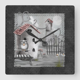 Die Creek Gothic Folk Art Quadratische Wanduhr