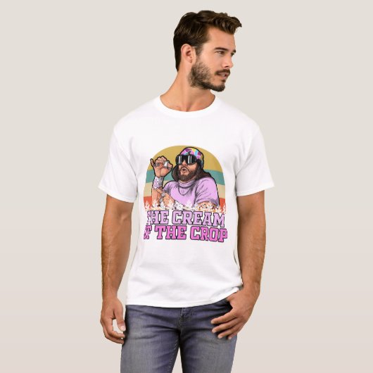Die Creme des T-Shirts Crop Macho Man, die Creme O (Vorne ganz)