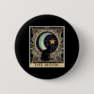 Die Cresent Mond Tarotkarte Vintage schwarze Katze Button