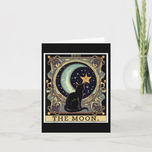 Die Cresent-Mond-Tarotkarte Vintage-Schwarze-Katze Karte