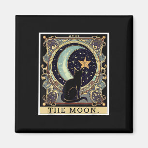 Die Cresent Moon Tarot Card Vintag Black Cat Wome Magnet