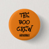 Die Crew individuelle Name orange Halloween Kinder Button (Vorderseite)