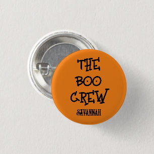 Die Crew individuelle Name orange Halloween Kinder Button