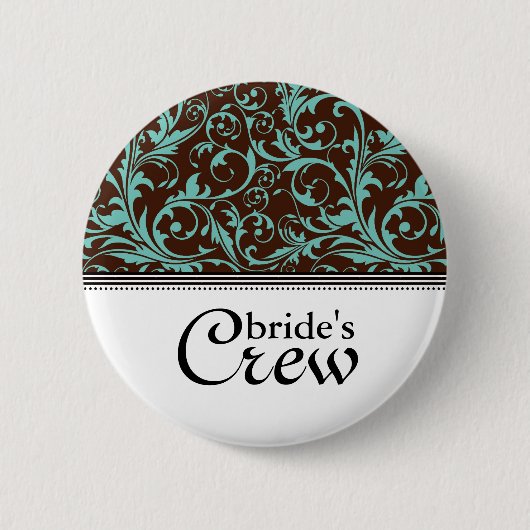 Die Crew-Knopf der blaues Brown-Strudel-Braut Button (Vorderseite)