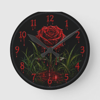 Die Crimson Rose Gothic Blood Drip Wanduhr –