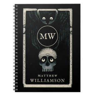 Die Crow und die Skull Dunkle Fantasie Illustratio Notizblock