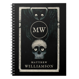 Die Crow und die Skull Dunkle Fantasie Illustratio Notizblock