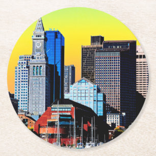 Die "Custom House Boston USA Poster Factory Mask" Runder Pappuntersetzer