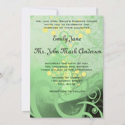 Die Cut Green Calla Lily Wedding Einladung (Vorderseite)