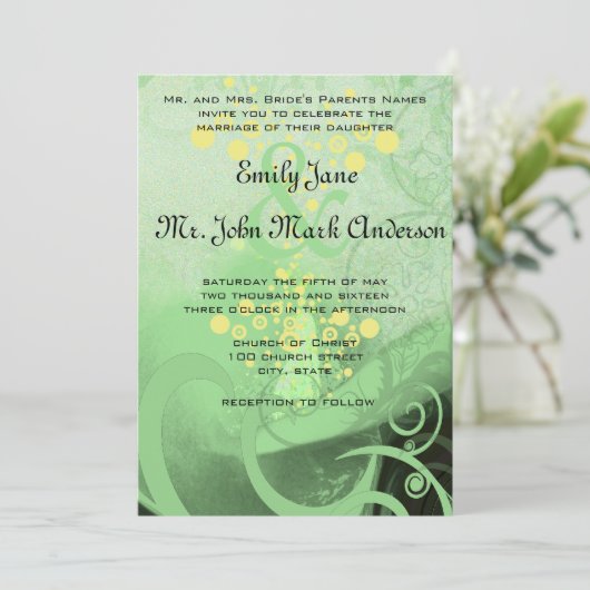 Die Cut Green Calla Lily Wedding Einladung (Stehend Vorderseite)
