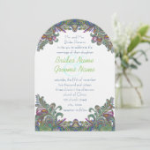 Die Cut Green Raspberry Blue Wedding Einladung (Stehend Vorderseite)