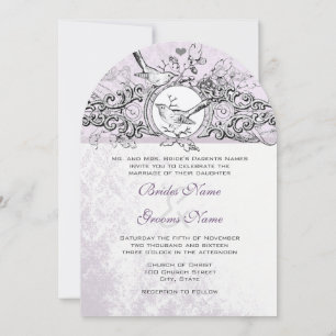Die Cut Love Bird Lavendel Schriftrolle Hochzeit Einladung