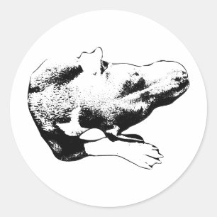 Die Cut Overhead Pup - Pitbull Mix Runder Aufkleber