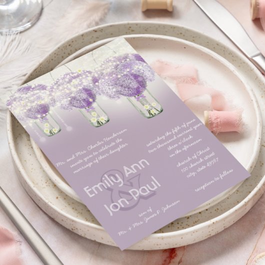 Die Cut Radiant Lila Mason Jar Wedding Einladung