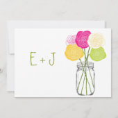 Die Cut Ranunculus Rose Limon Pink Yellow Mason Ja Einladung (Rückseite)