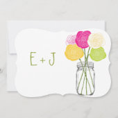 Die Cut Ranunculus Rose Limon Pink Yellow Mason Ja Einladung (Rückseite)