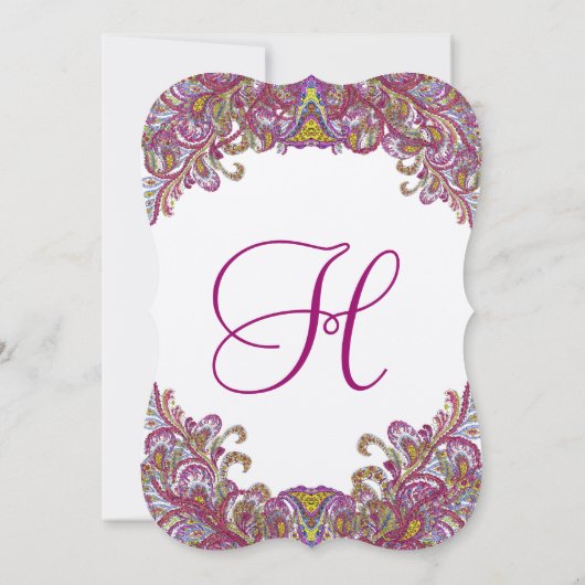 Die Cut Raspberry Paisley Wedding Einladungen (Rückseite)