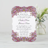 Die Cut Raspberry Paisley Wedding Einladungen (Stehend Vorderseite)