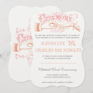 Die Cut Rose Gold Pink Koralle Moderne Typografie Einladung