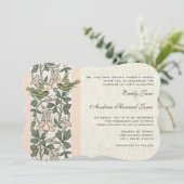 Die Cut Vintag Lovebird Honey Suckle Wedding Einladung (Stehend Vorderseite)