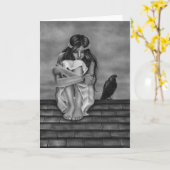 Die Dach-Raben-Gruß-Karte Karte (Gelbe Blume)