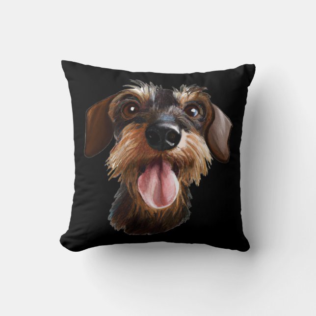Die Dackel des Drahthaarterriers Kissen (Vorderseite)