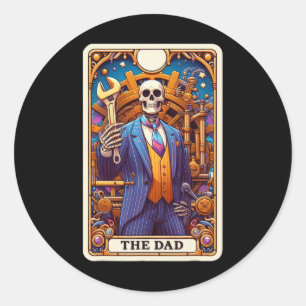 Die Dad Tarot Karte Skelett Vatertag Daddy Byby Runder Aufkleber