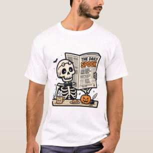 Die Daily Spook Skeleton Zeitung Halloween T-Shirt