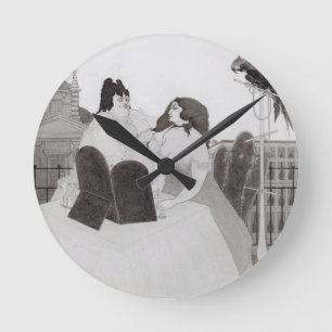Die Dame am Bekleidungtisch (Tinte und Waschmaschi Runde Wanduhr