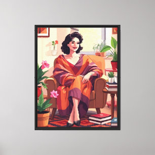 Die Dame auf dem Stuhl Serenity in Strokes Leinwanddruck