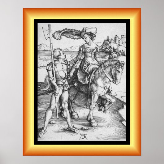 Die Dame auf Pferd und das Lansquenet ~ * ~ Poster (Vorne)