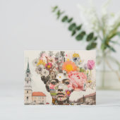 Die Dame Collage Blumen und Gebäude Postkarte (Stehend Vorderseite)