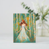 Die Dame im Wald Postkarte (Stehend Vorderseite)