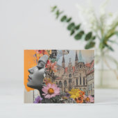 Die Dame in einer Stadtcollage Postkarte (Stehend Vorderseite)