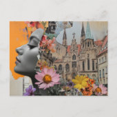 Die Dame in einer Stadtcollage Postkarte (Vorderseite)