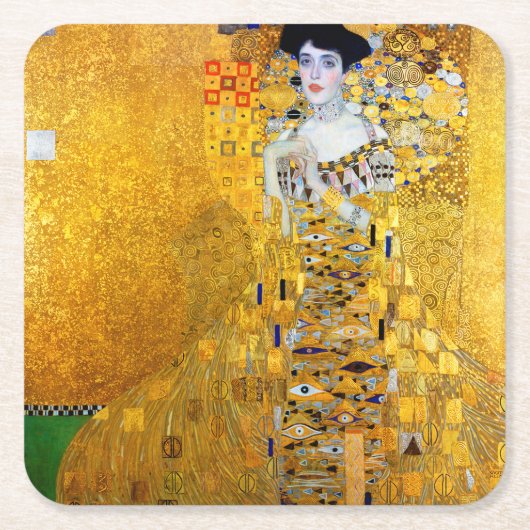 Die Dame in Gold, Gustav Klimt Rechteckiger Pappuntersetzer (Vorderseite)
