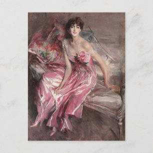 Die Dame in Rosa (1916) von Giovanni Boldini Postkarte