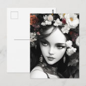 Die Dame mit Blume in ihrer Hair-Postkarte Postkarte (Vorne/Hinten)