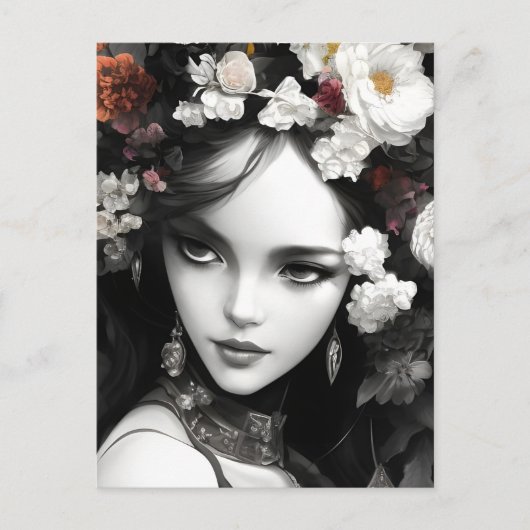 Die Dame mit Blume in ihrer Hair-Postkarte Postkarte (Vorderseite)