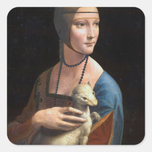 Die Dame mit dem Unkraut von Leonardo da Vinci ren Quadratischer Aufkleber