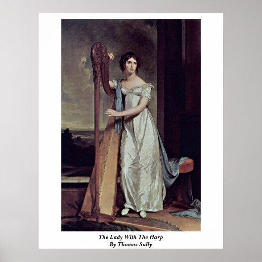 Die Dame mit der Harfe von Thomas Sully Poster (Vorne)