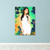 Die Dame mit Frühlingsblumen Leinwanddruck (Insitu (Holzboden))