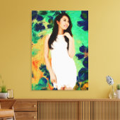 Die Dame mit Frühlingsblumen Leinwanddruck (Insitu (Wohnzimmer))