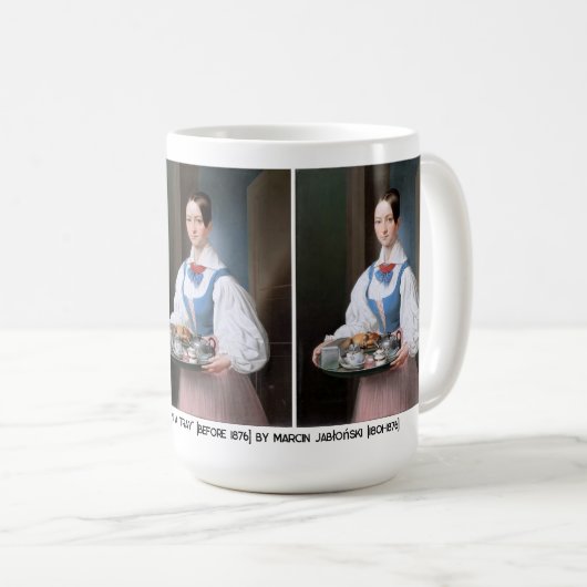 Die Dame mit Frühstück auf einem Tablett Kaffeetasse (VorderseiteRechts)