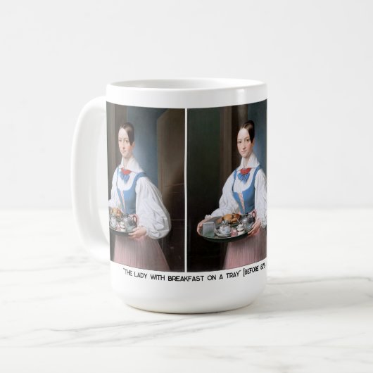Die Dame mit Frühstück auf einem Tablett Kaffeetasse (Vorderseite Links)