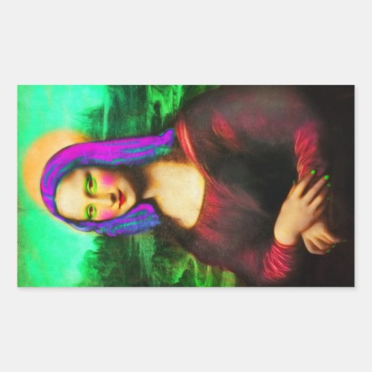die Dame Mona Lisa Rechteckiger Aufkleber (Vorderseite)