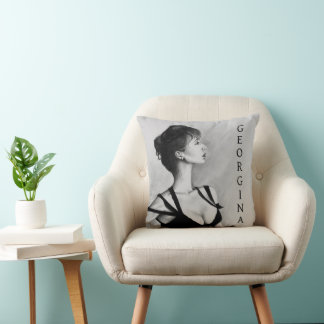 Die Dame Sexy Frau Schwarzes Kleid Porträt Kunst Kissen