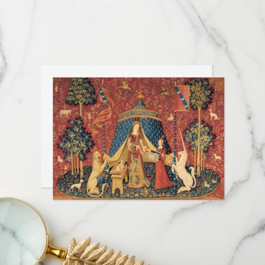 Die Dame und das Einhorn des alten Meisters Dankeskarte (Vorderseite/Rückseite Beispiel)