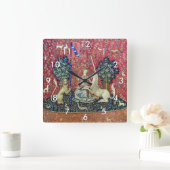 Die Dame und das Einhorn, die Augen Quadratische Wanduhr (Zuhause)
